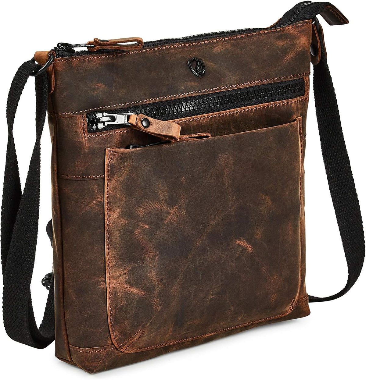 Cochoa Small Leather Crossbody Bag in Cognac Crazy Horse