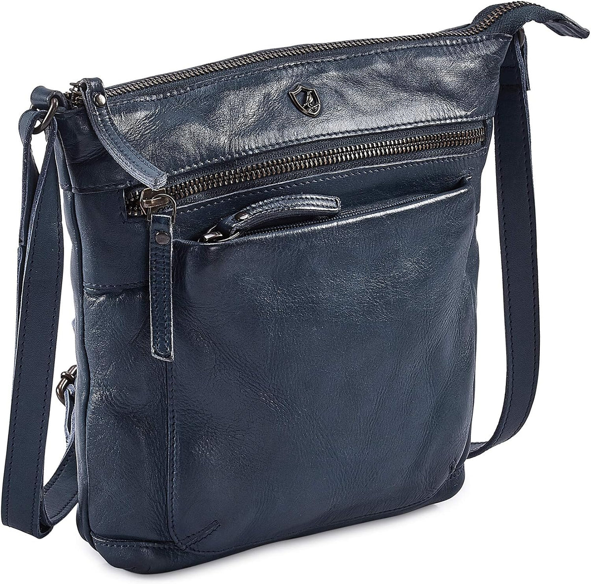 Cochoa Small Leather Crossbody Bag in Ocean Blue Washed Vintage