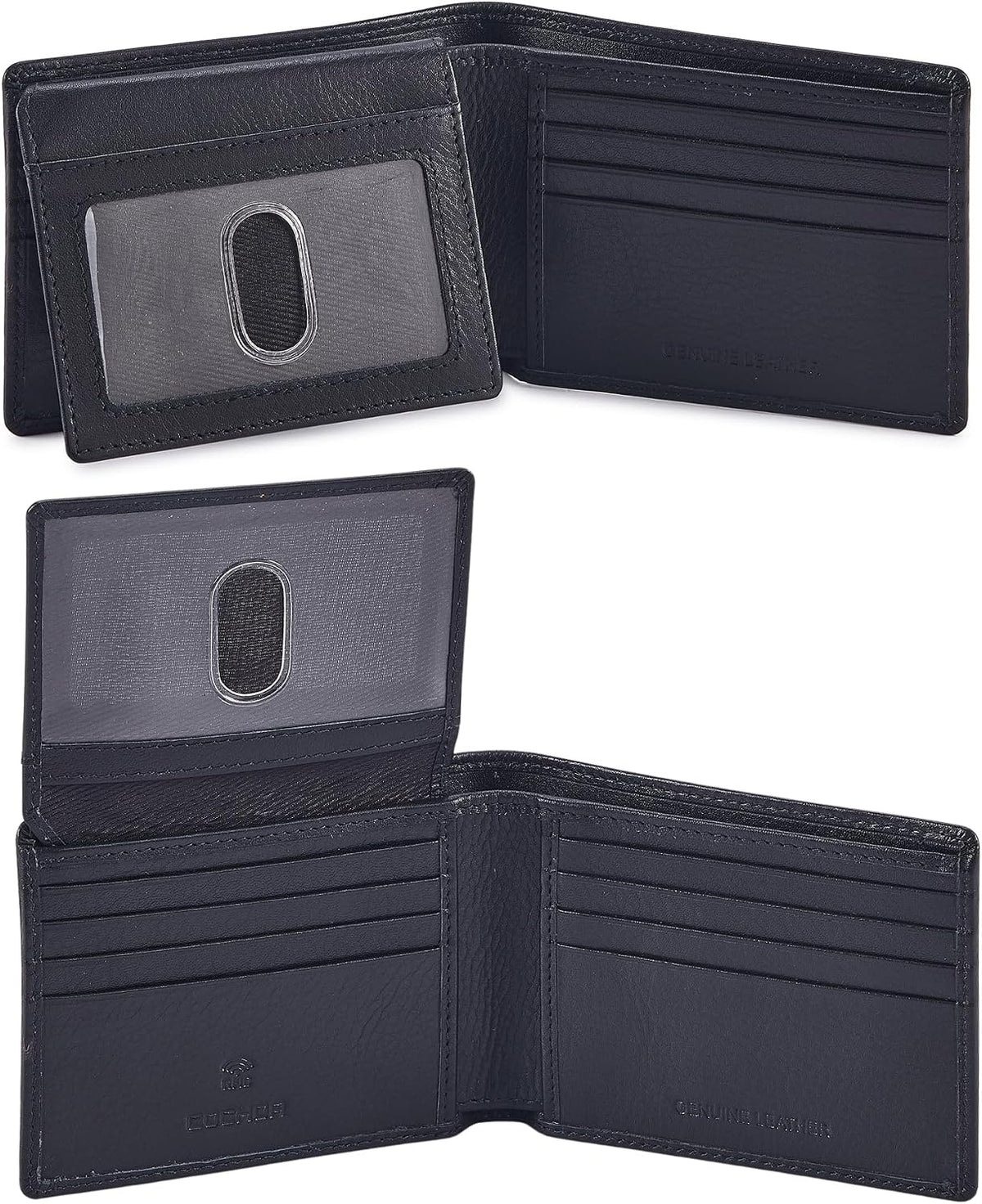 Cochoa Slim Leather Bifold Wallet in Black Napa