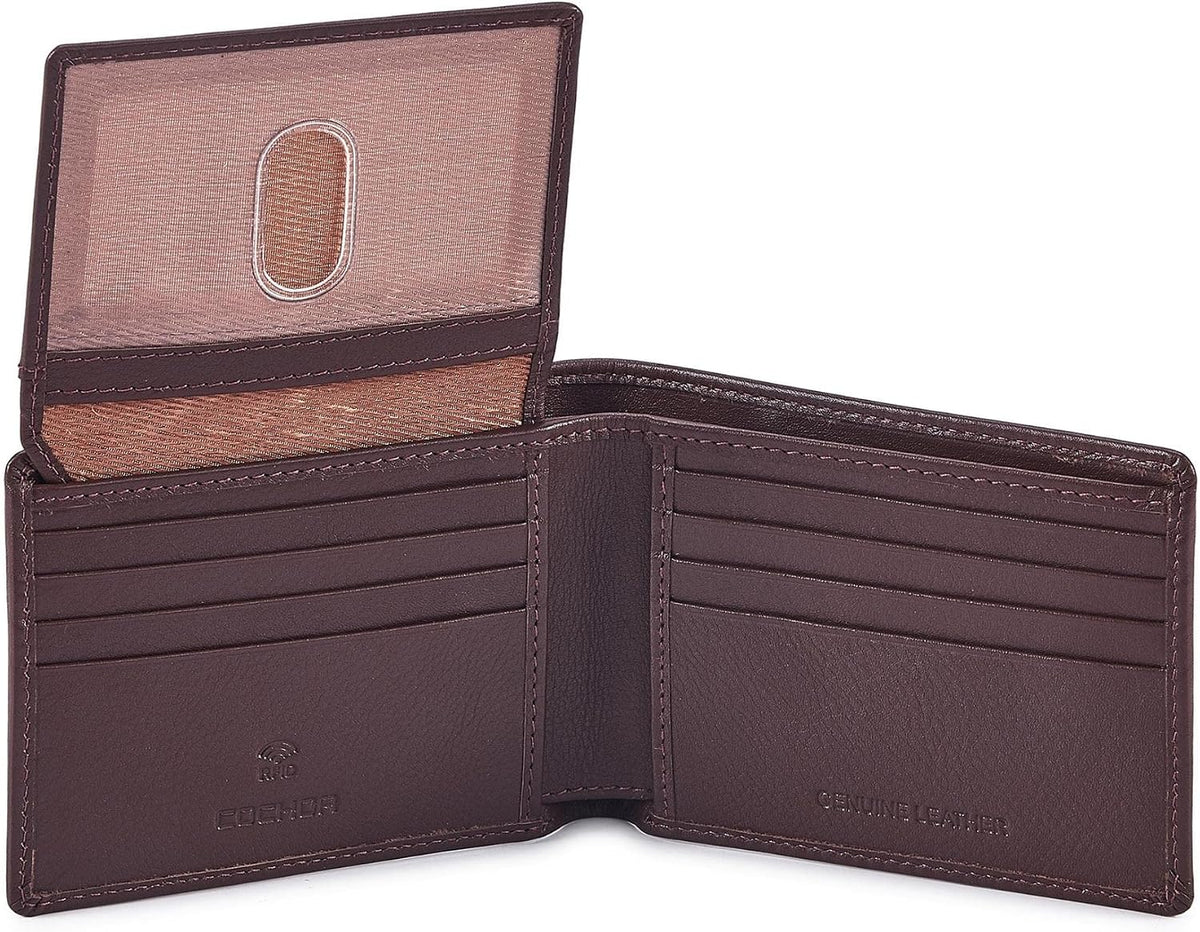 Cochoa Slim Leather Bifold Wallet in Chocolate Napa
