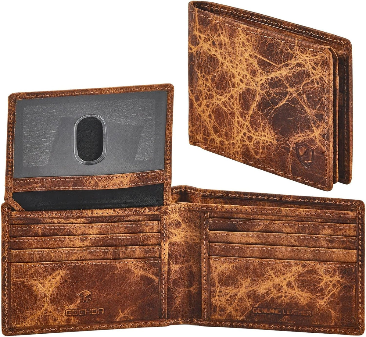 Cochoa Slim Leather Bifold Wallet in Havana Distressed