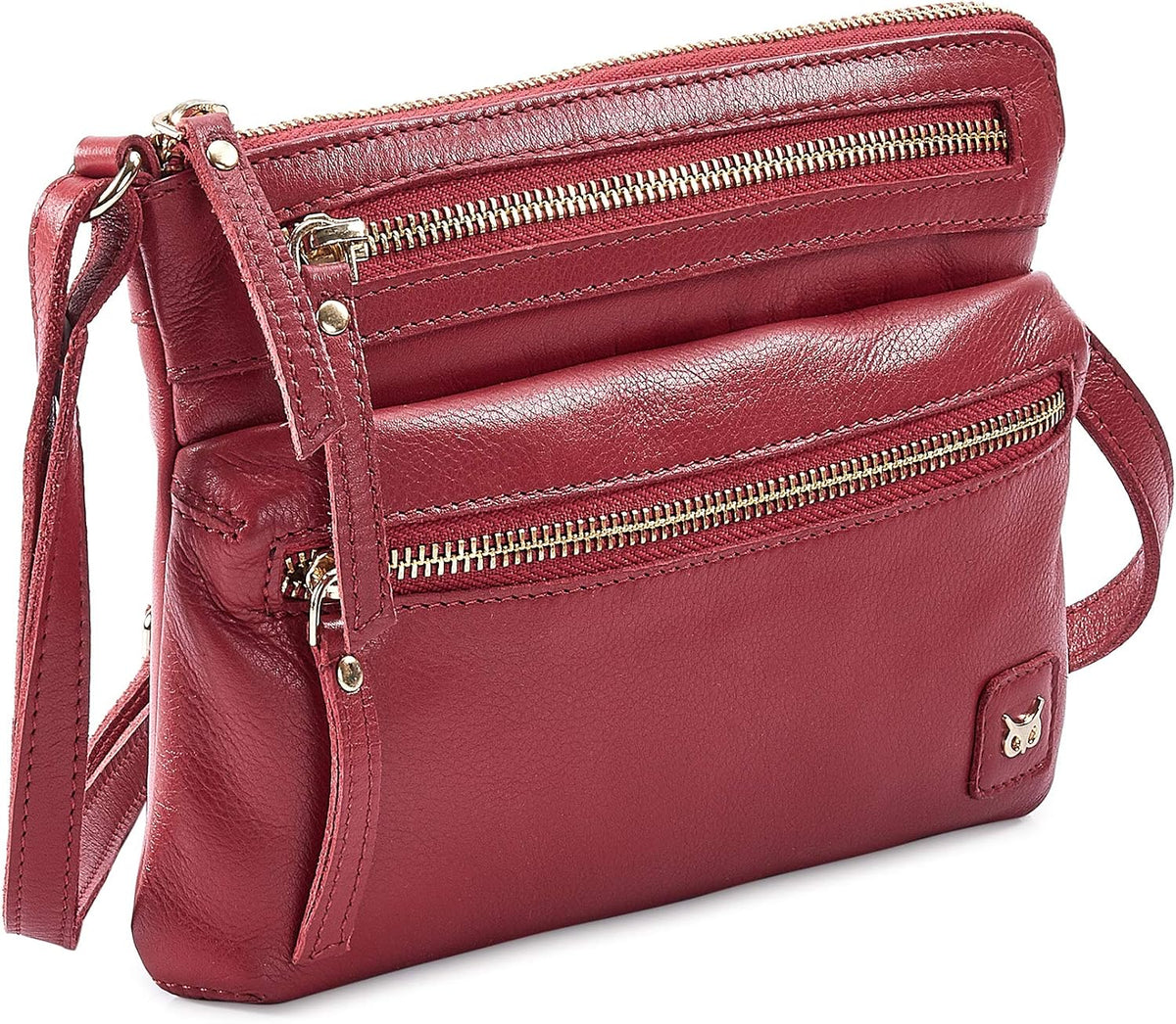 Wise Owl Accessories Small Leather Crossbody Bag in Red Nappa