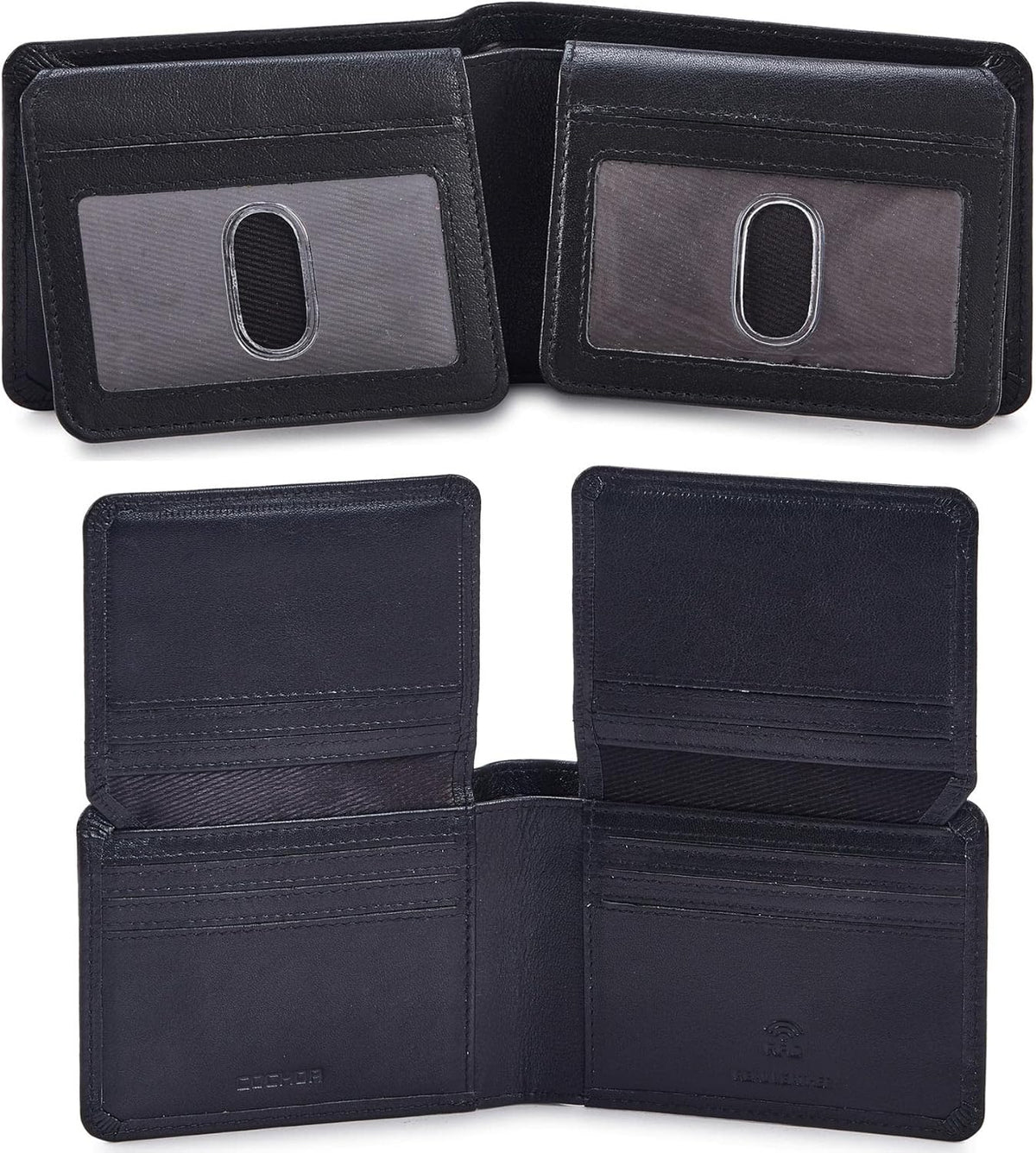 Cochoa High-Capacity Leather Bifold Wallet in Nappa Black