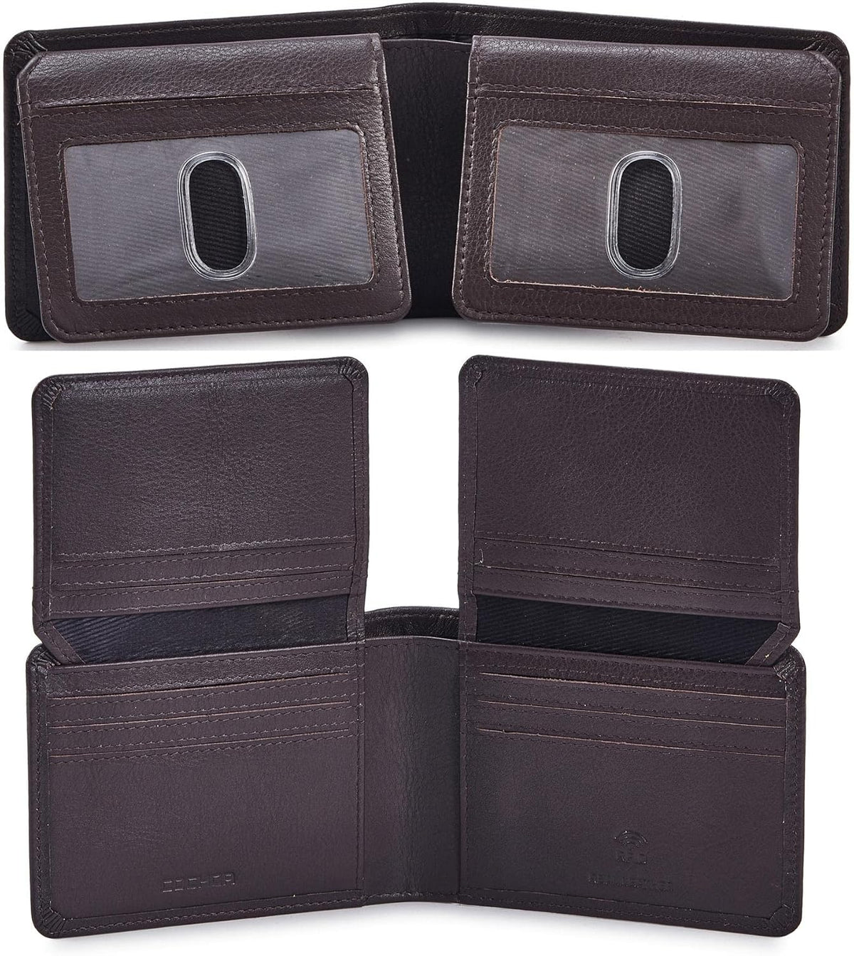 Cochoa High-Capacity Leather Bifold Wallet in Nappa Dark Chocolate
