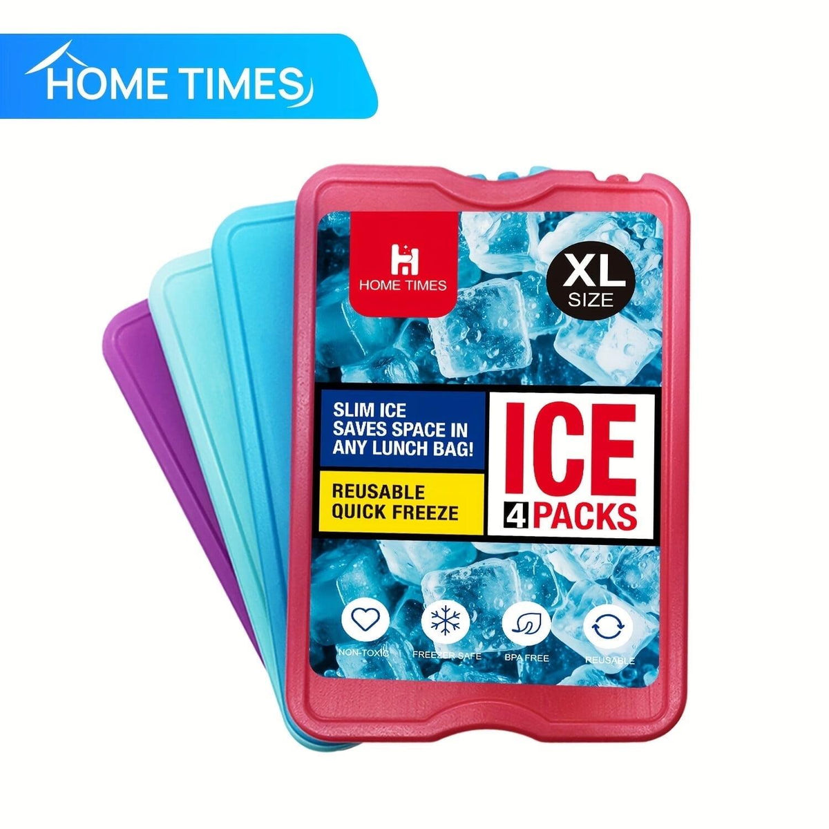 Home Times XL Reusable Ice Packs, 4 Pack