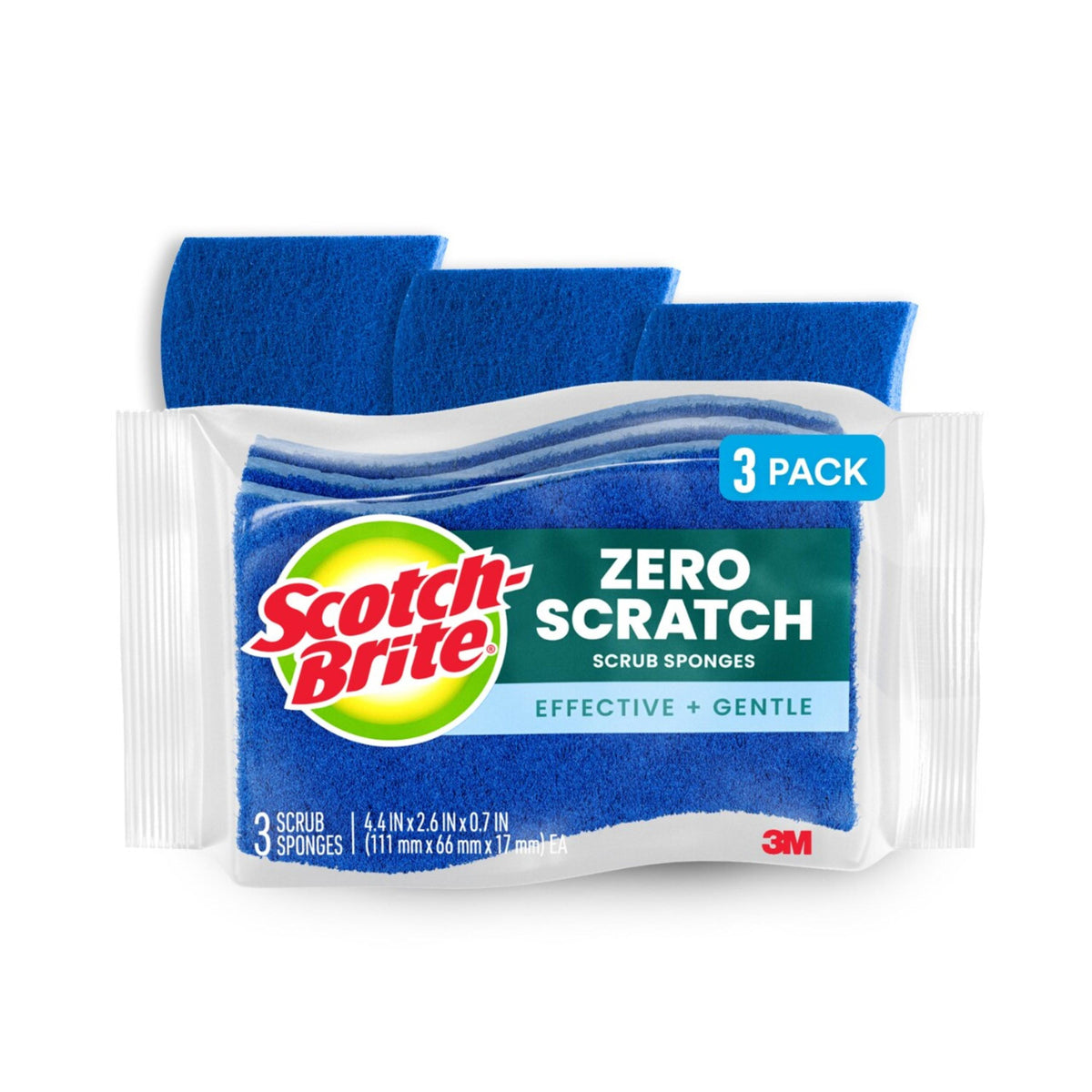 Scotch-Brite Zero Scratch Scrub Sponges, 3 Count