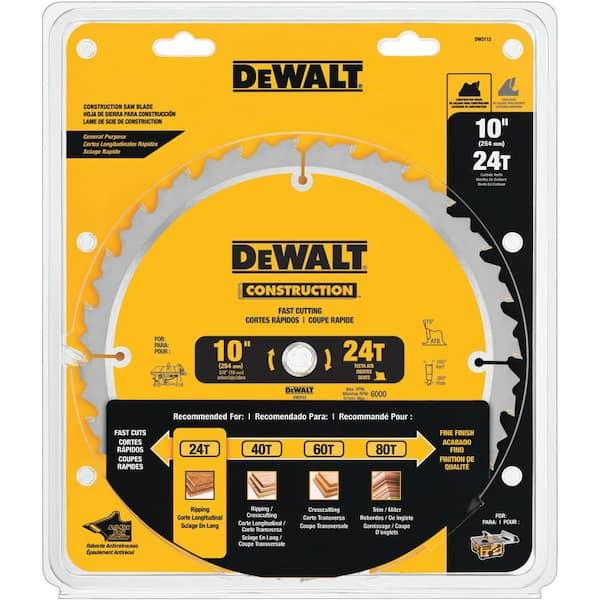 DEWALT DW3112 Construction Saw Blade, 10 in, 24 Tooth