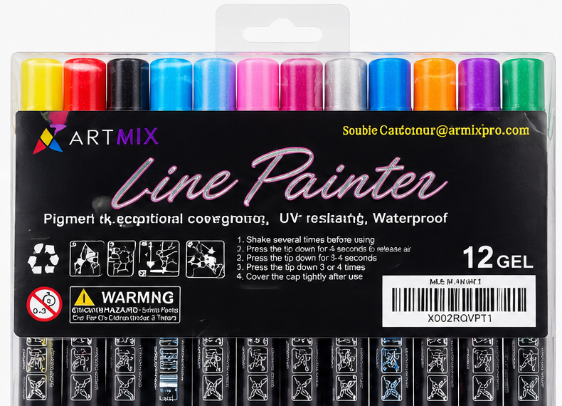 ARTMIX Line Painter Double Line Outline Markers – 12 Colors