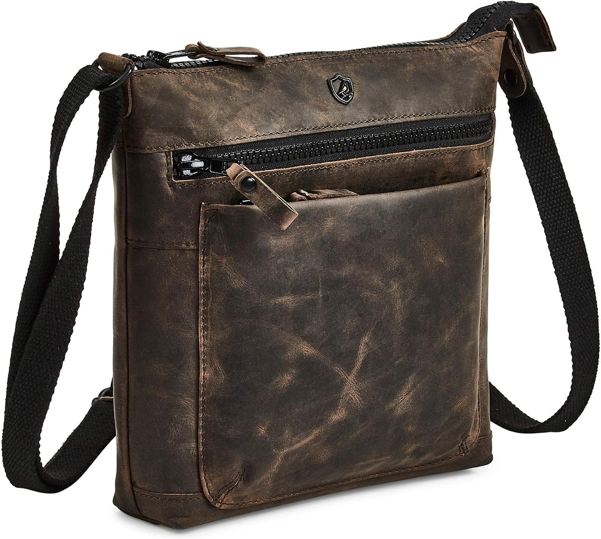 Cochoa Small Leather Crossbody Bag in Coffee Crazy Horse