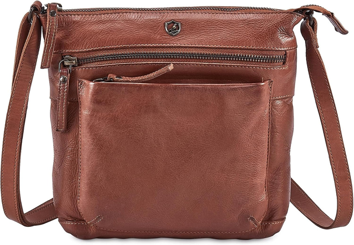Cochoa Small Leather Crossbody Bag in Cognac Washed Vintage