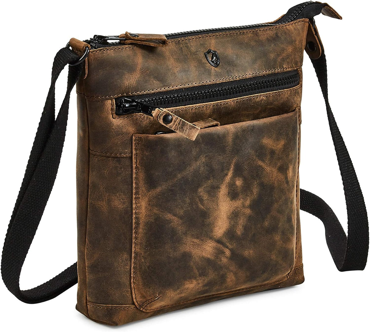 Cochoa Small Leather Crossbody Bag in Moss Crazy Horse