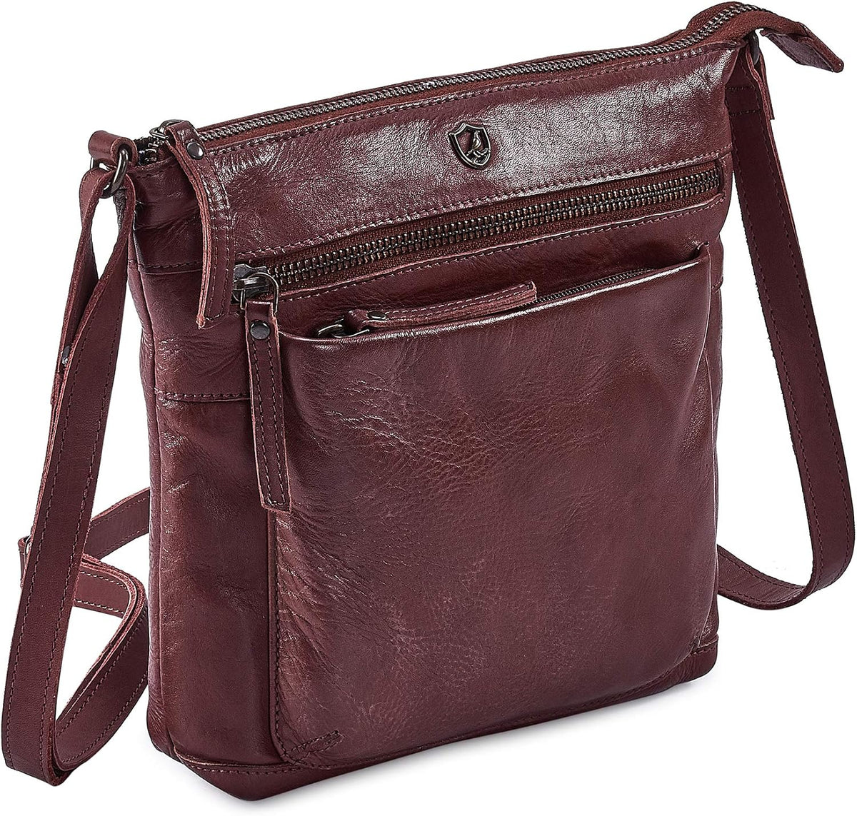 Cochoa Small Leather Crossbody Bag in Oxblood Washed Vintage