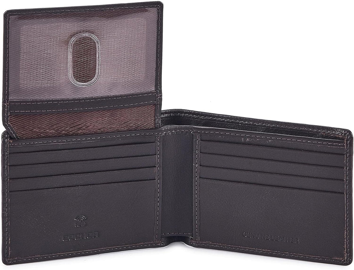 Cochoa Slim Leather Bifold Wallet in Dark Chocolate Napa