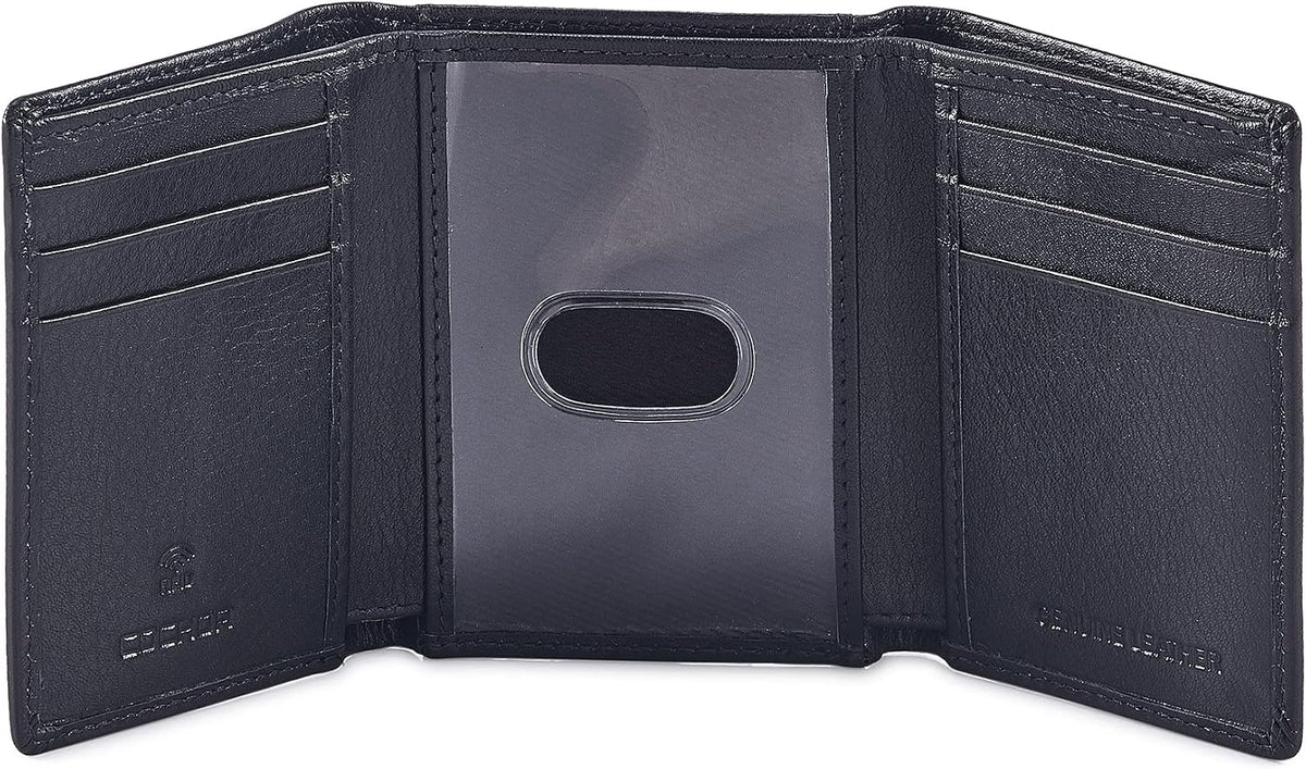 Cochoa Leather Trifold Wallet in Nappa Black