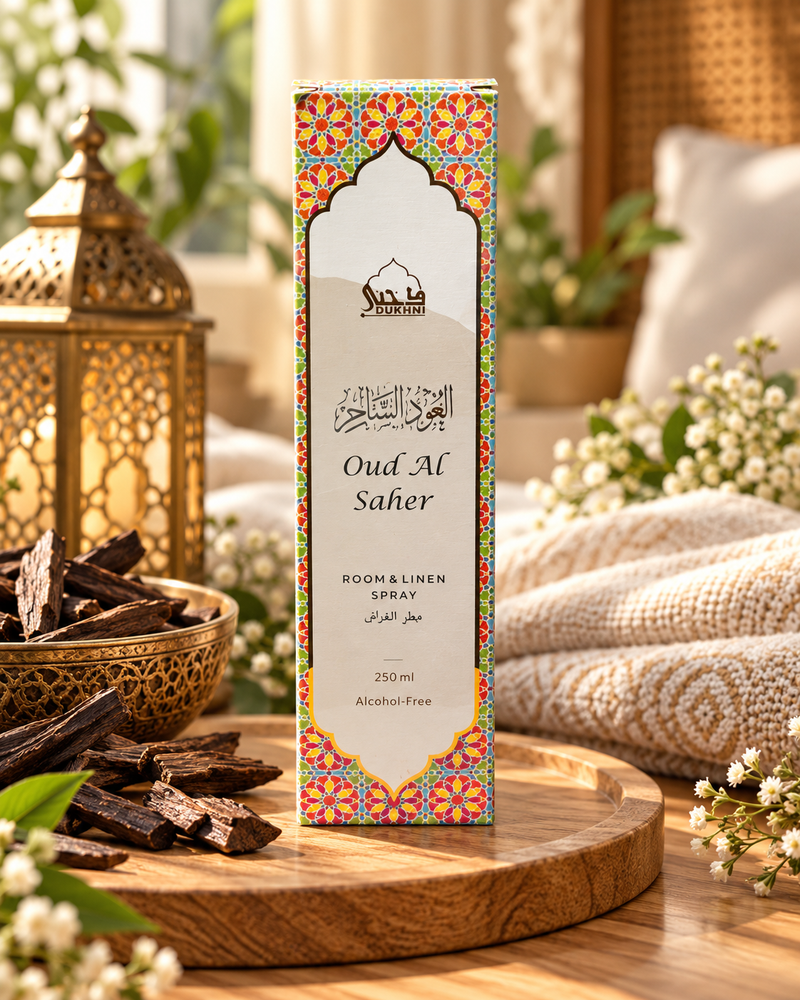 Dukhni Oud Al Saher Room & Linen Spray - Alcohol-Free, 250 ml
