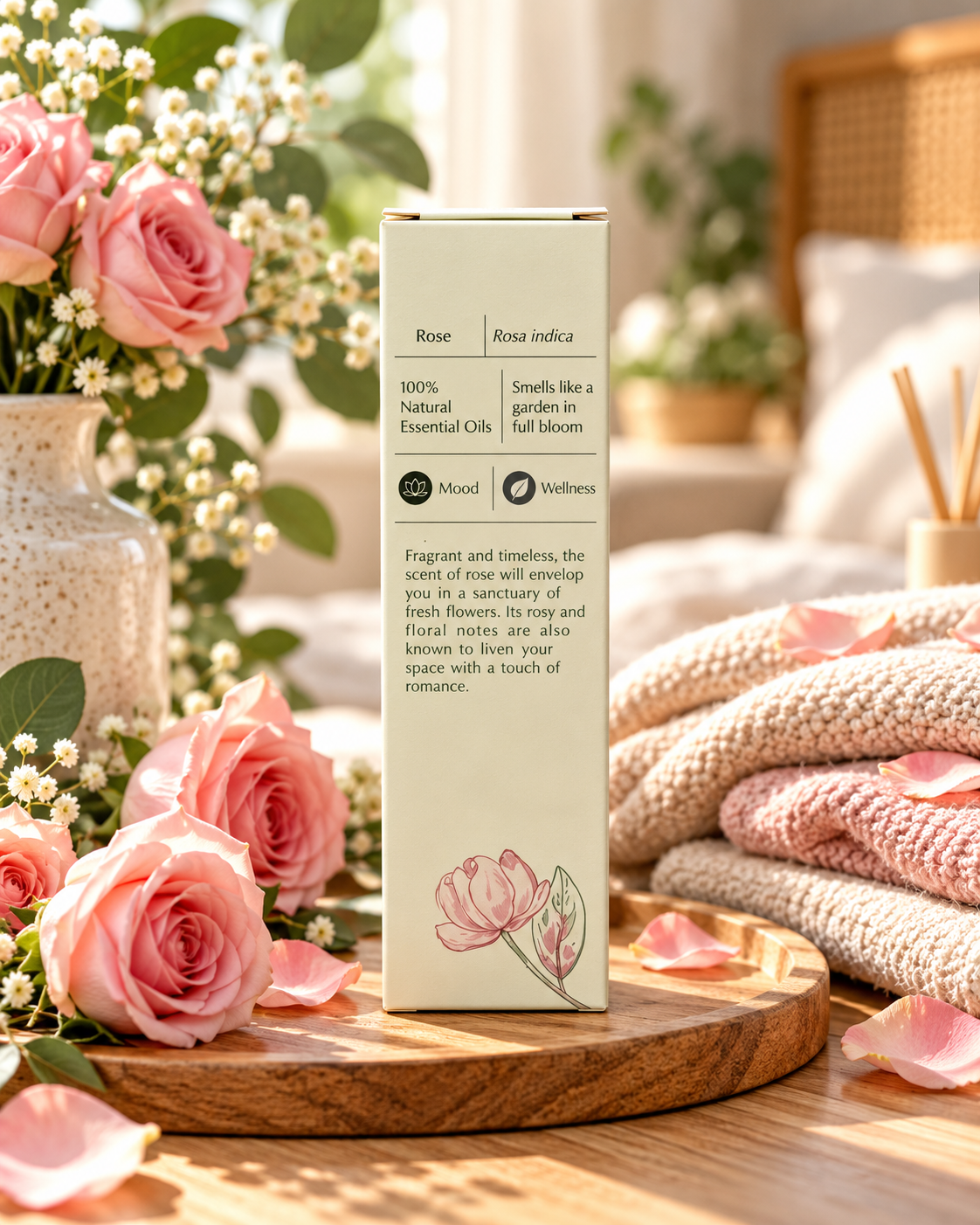 Aromafume Rose Room & Linen Spray - Alcohol-Free, 100 ml / 3.38 fl oz