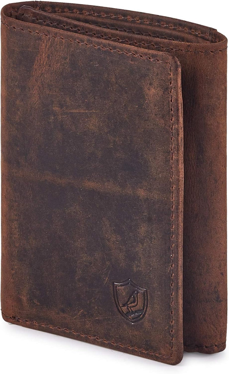 Cochoa Leather Trifold Wallet in Crazy Horse Cognac