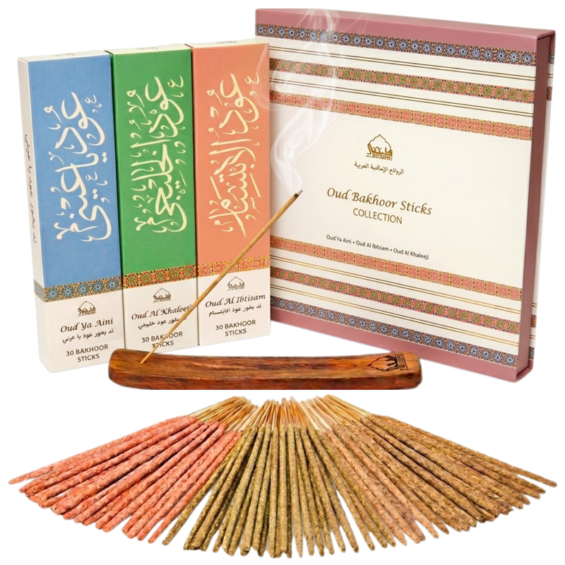 Dukhni assorted Oud Bakhoor incense sticks set with three Arabic scents