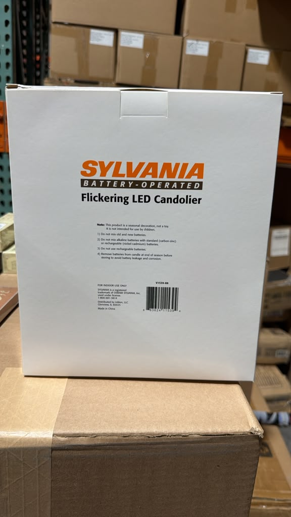 Sylvania battery-operated flickering LED candolier 10 inch back box